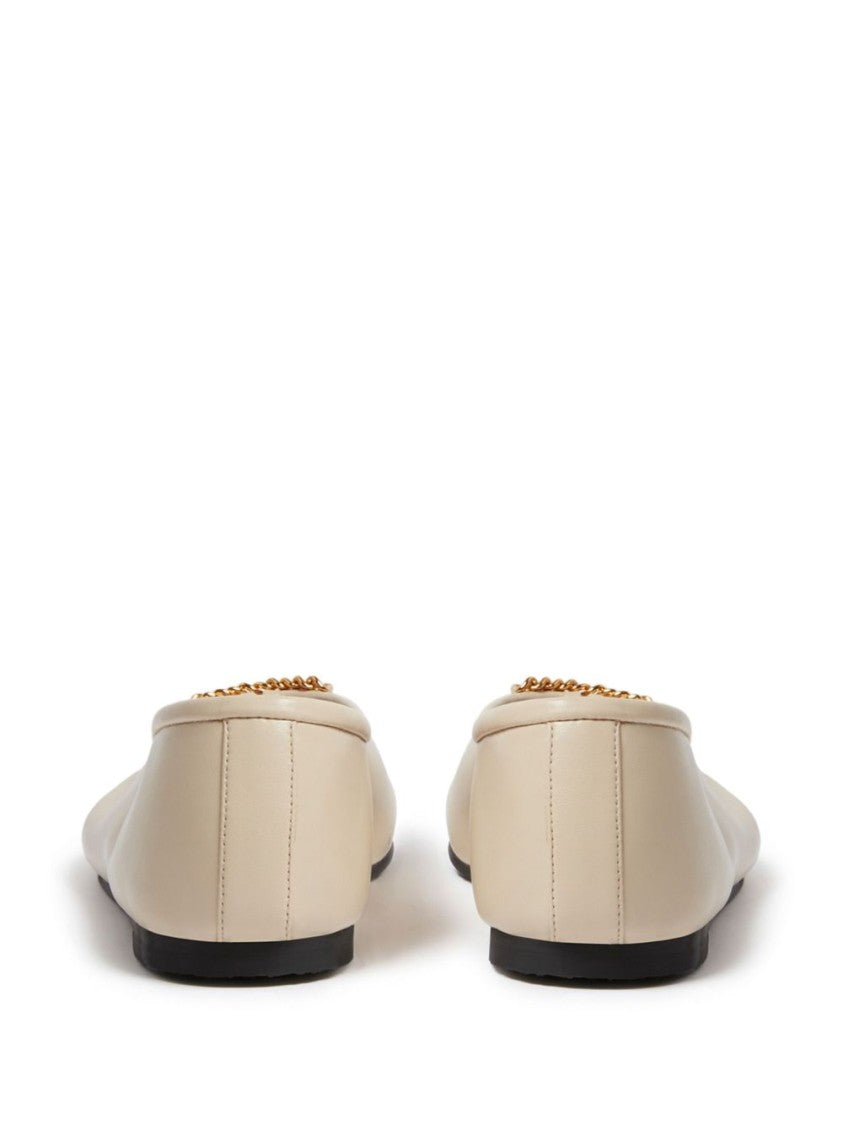 Stella Mccartney Rounded Toe Flats With Subtle Chain Detail