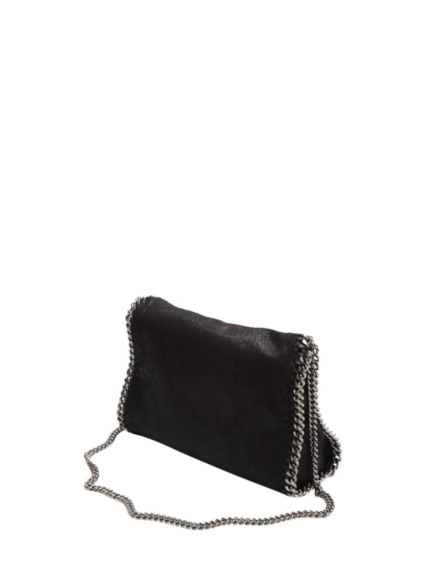 Stella Mccartney Black Silver-Tone Chain-Trimmed Shoulder Bag