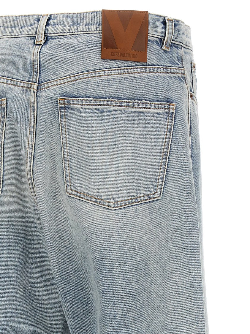 Valentino Garavani High Waist Turn-Up Jeans With Five-Pocket Design