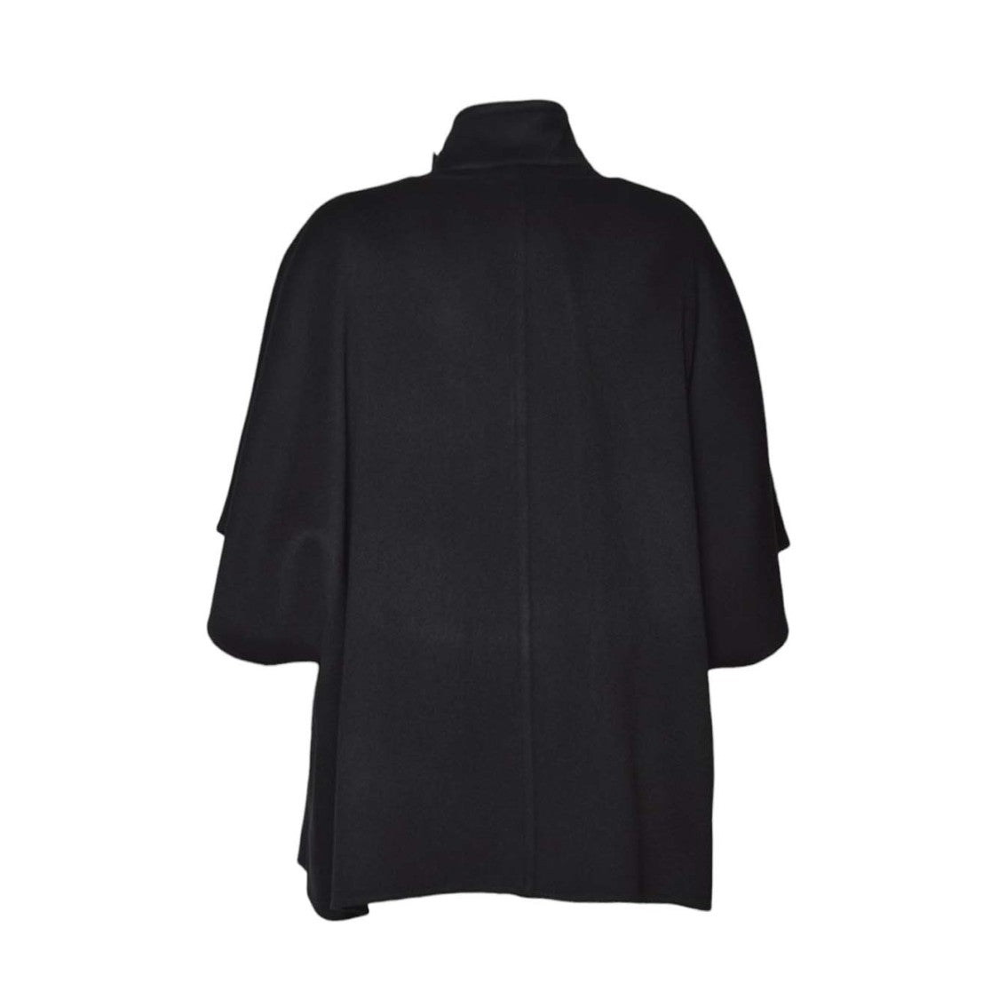 Max Mara Relaxed Black Cashmere Coat With High Collar And Wide Sleeves