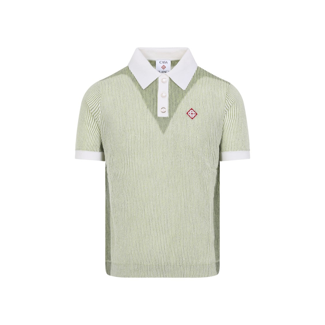 Casablanca Green Wool-Linen Blend Modern Fit Polo