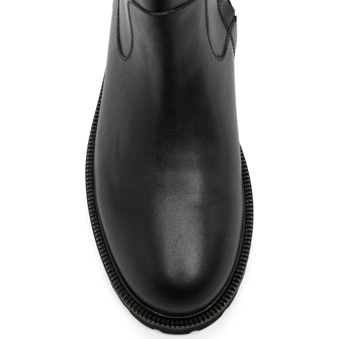 Adrianna Feretti Black Polished Side Zipper Leather Boots
