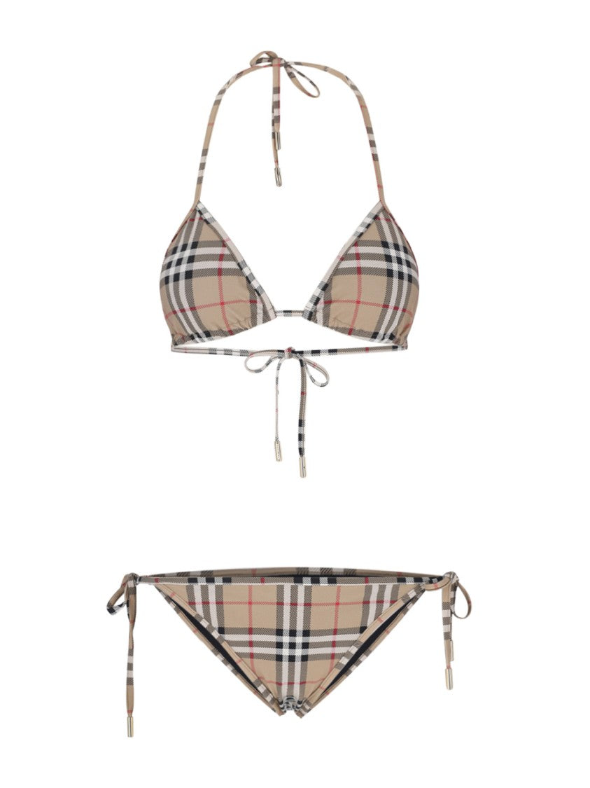 Burberry Vintage Check Triangle Top Bikini With Side Ties