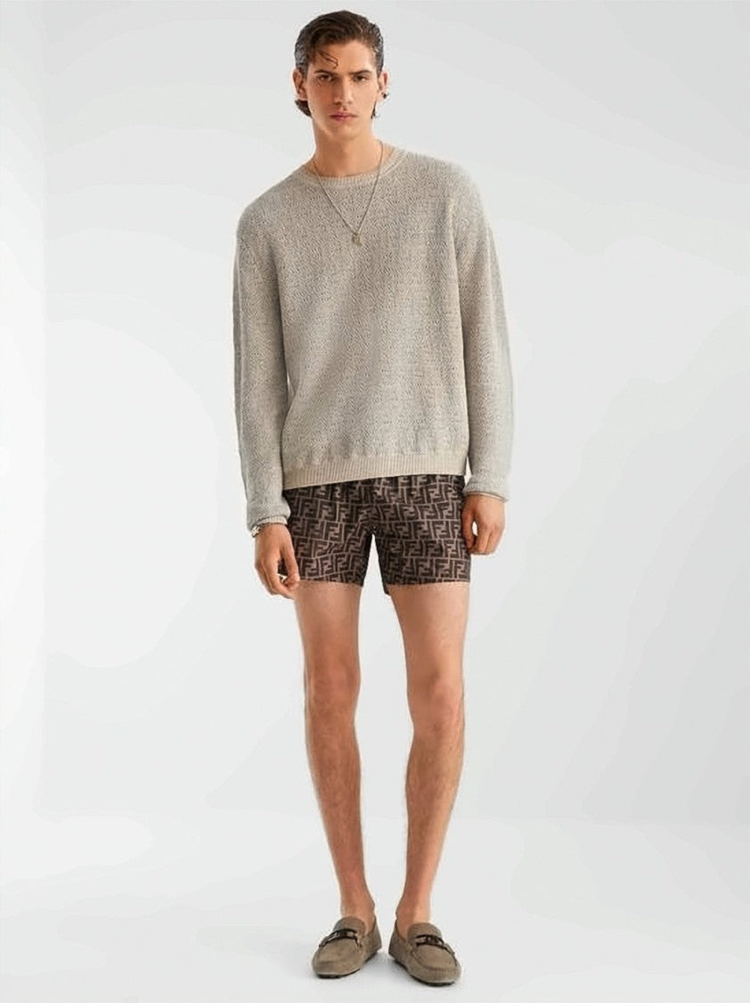 Fendi Geometric Pattern Shorts With Elastic Waistband