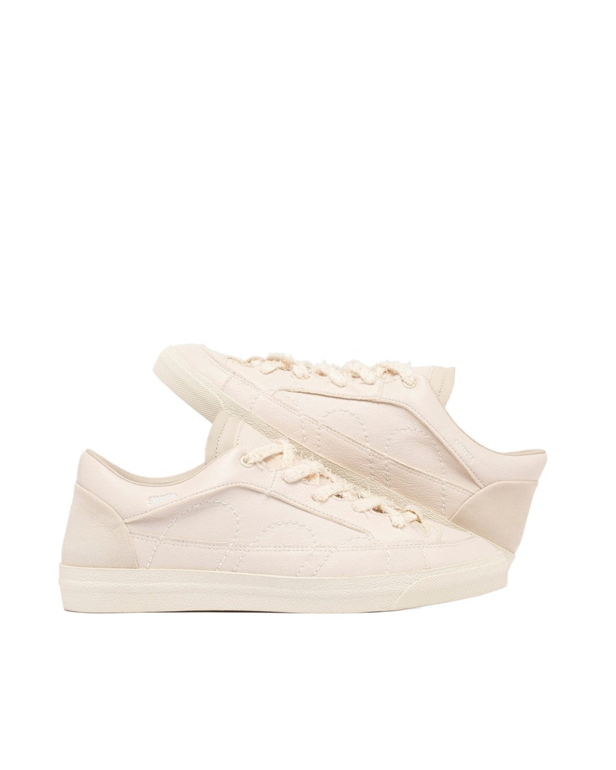 Santha Soft Ivory Love Cut Leather Low-Top Sneakers