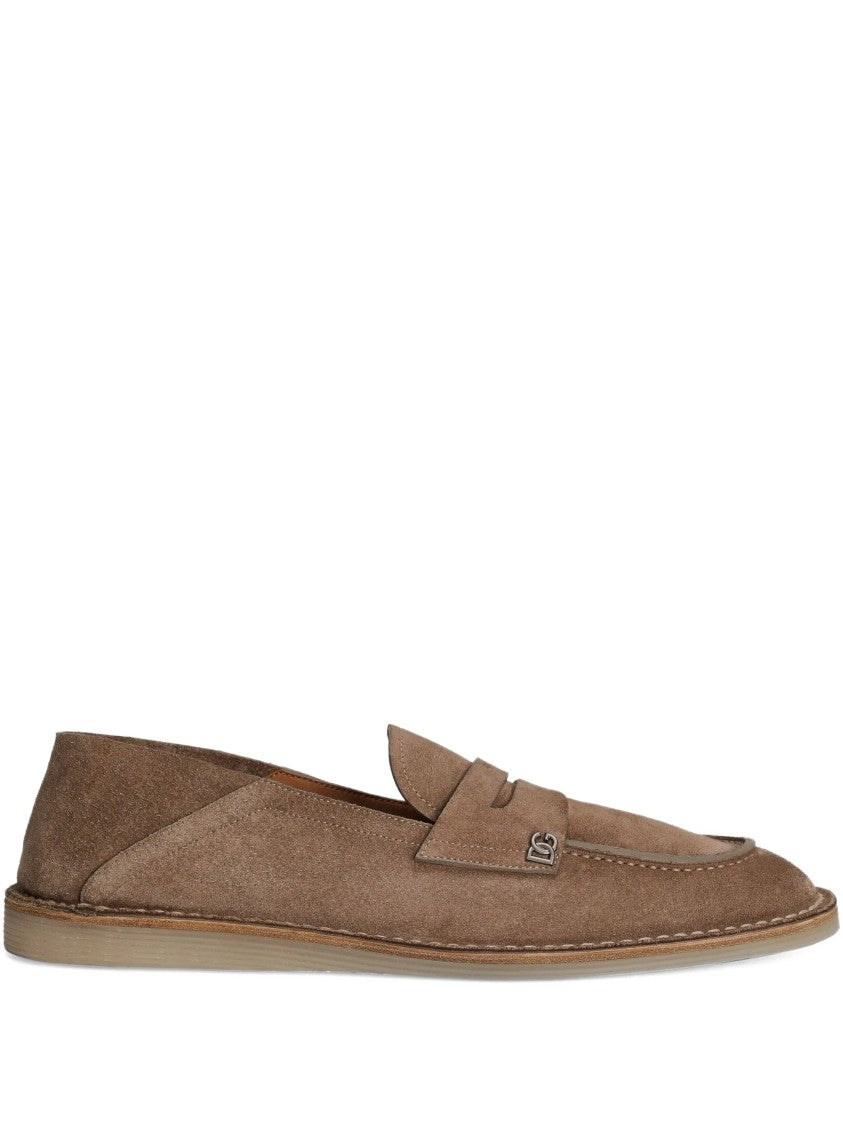 Dolce & Gabbana Brown Croba Suede Penny Strap Loafers