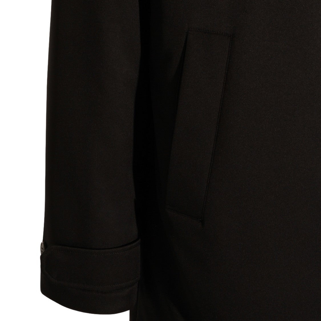 Zegna High-Collared Black Coat With Detachable Hood