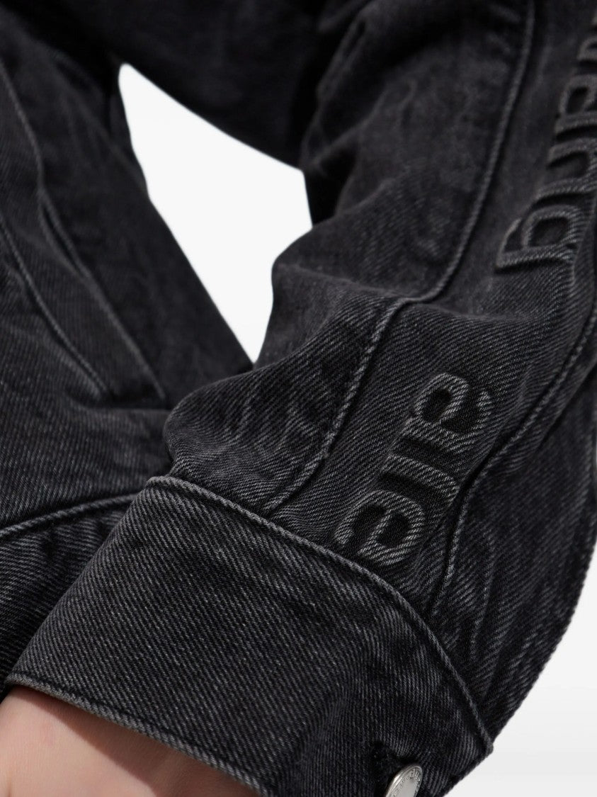 Alexander Wang Denim Track Jacket W/Embossex Logo Panel