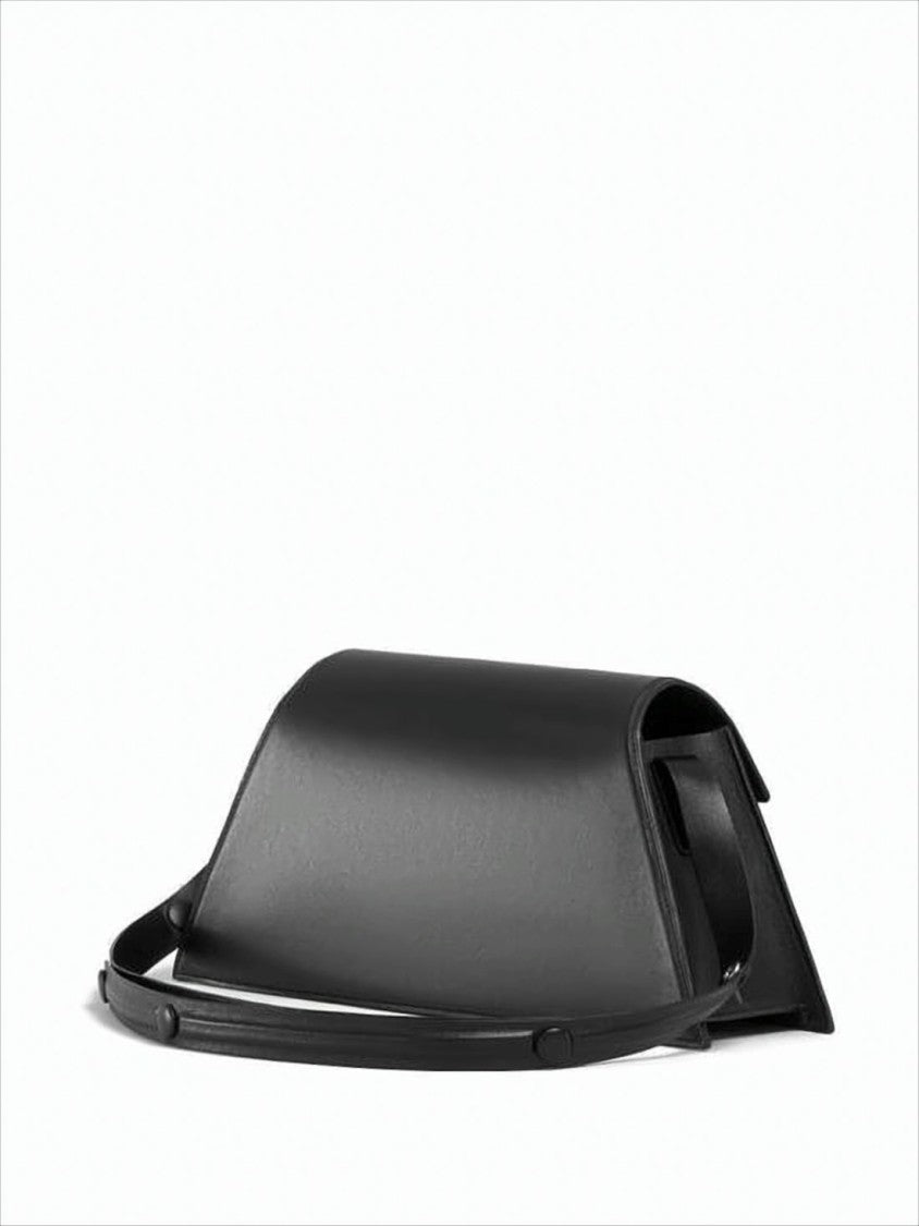 Marni Trapezoidal Black Cowhide Leather Clutch With Detachable Strap