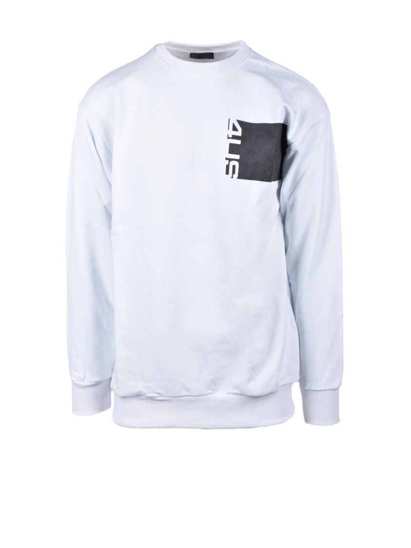 Paciotti 4Us White Cotton Minimalist Sweatshirt