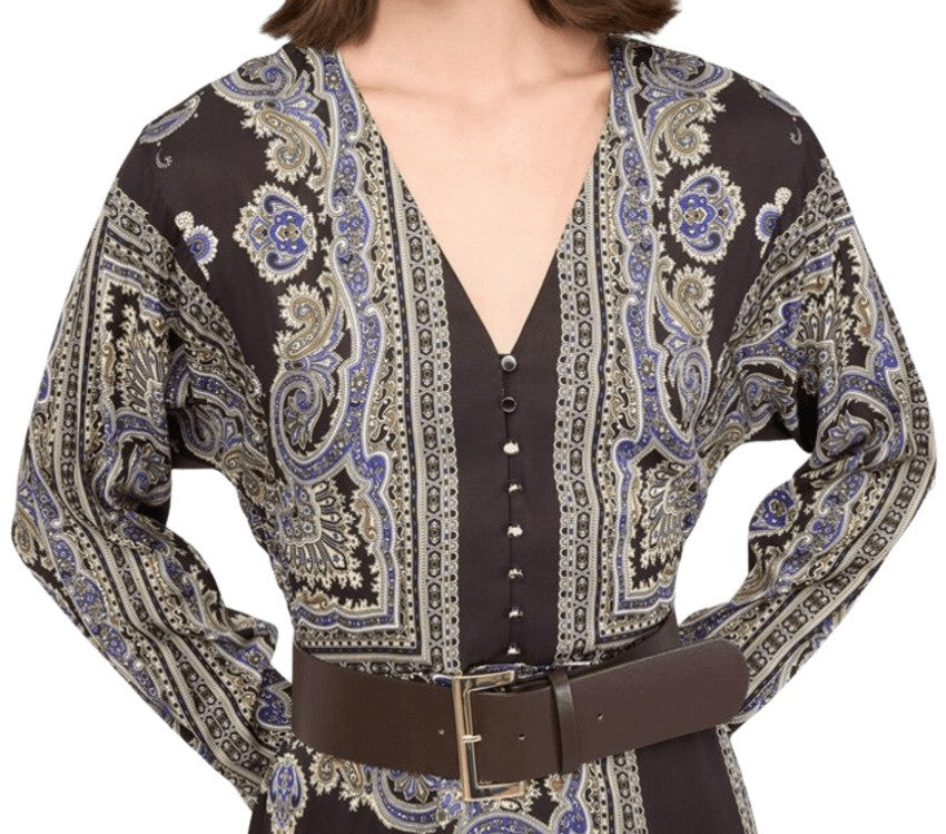 Liu Jo Flowing Midi Dress With Embroidered Buttons