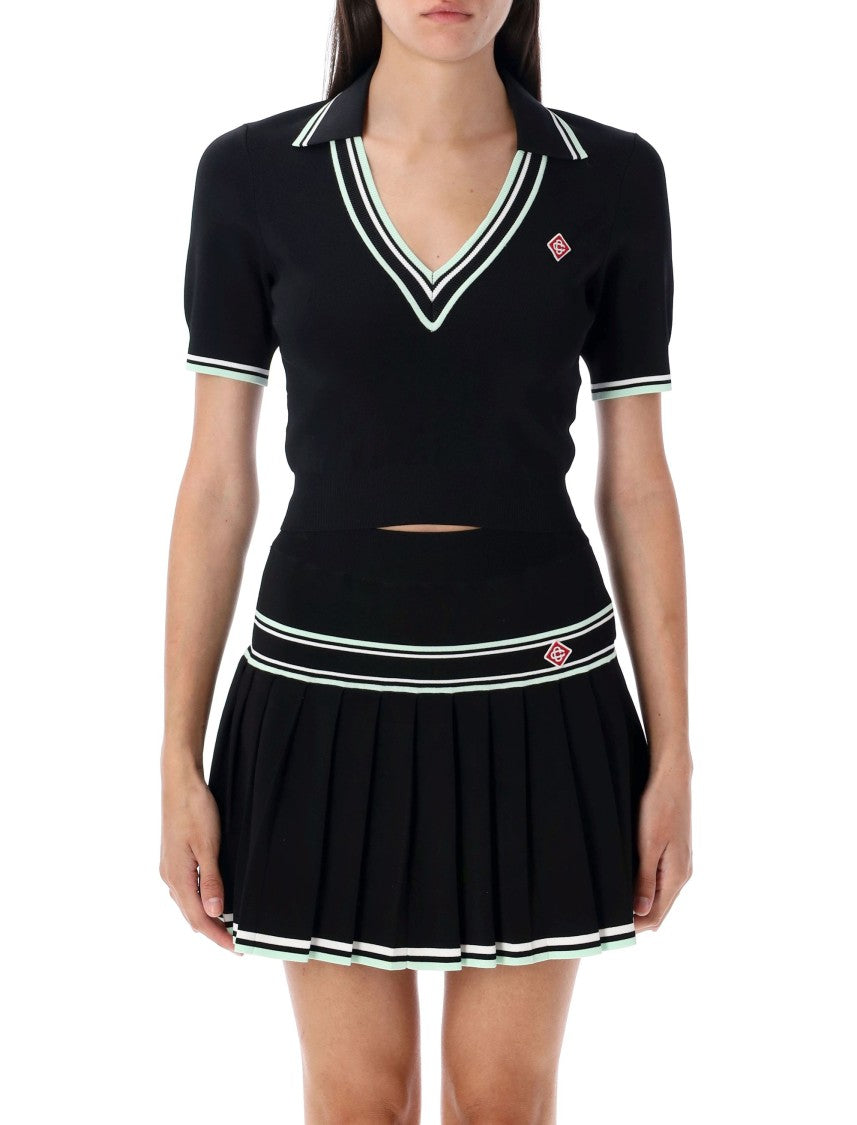 Casablanca Fitted Black Viscose Polo