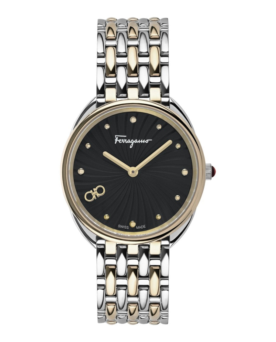 Ferragamo Two-Tone Cuir Bracelet Watch With Guilloche Dial