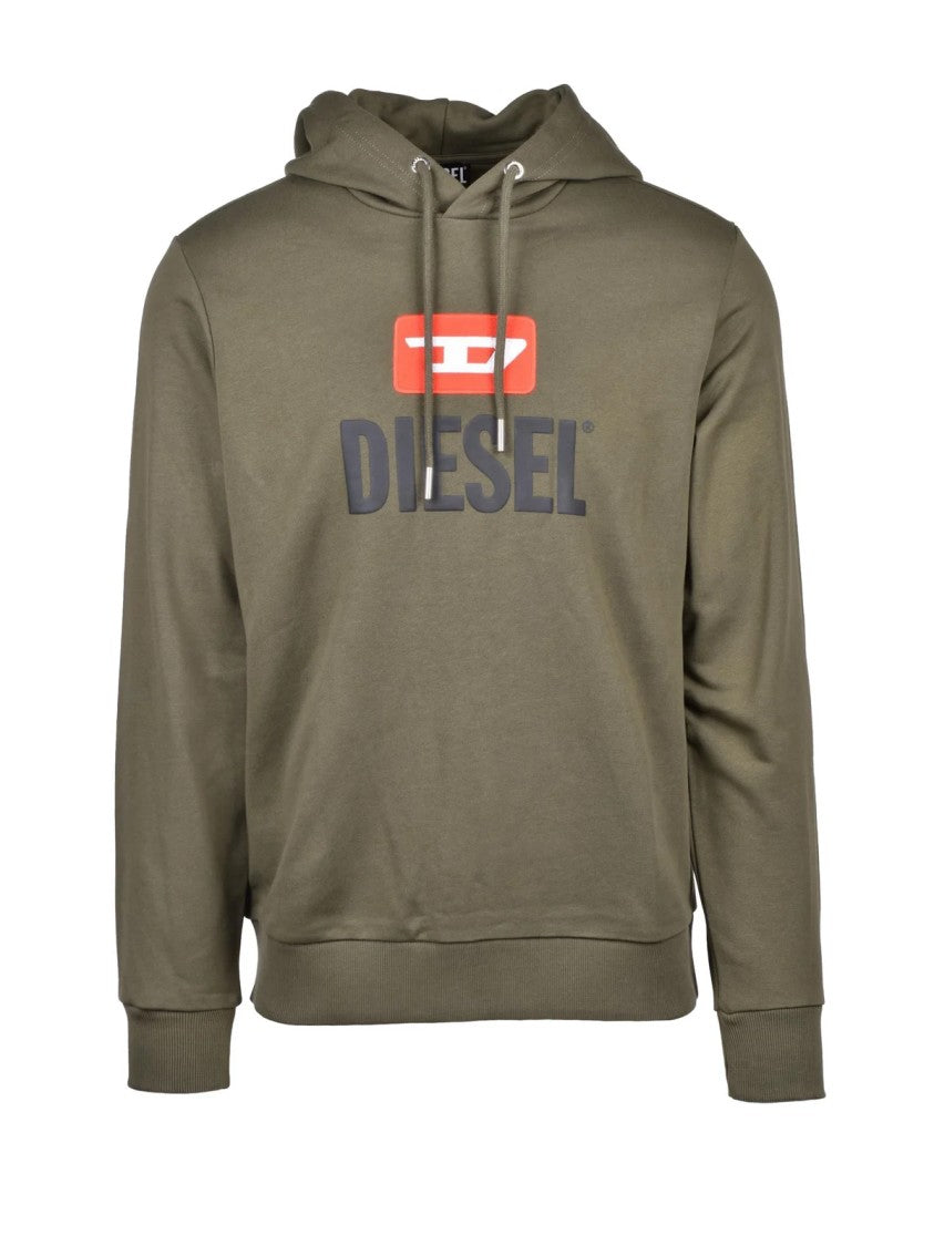 Diesel Green Cotton Logo Hoodie