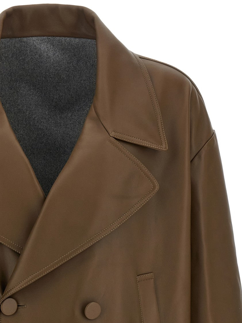 Fendi Double-Breasted Leather Coat