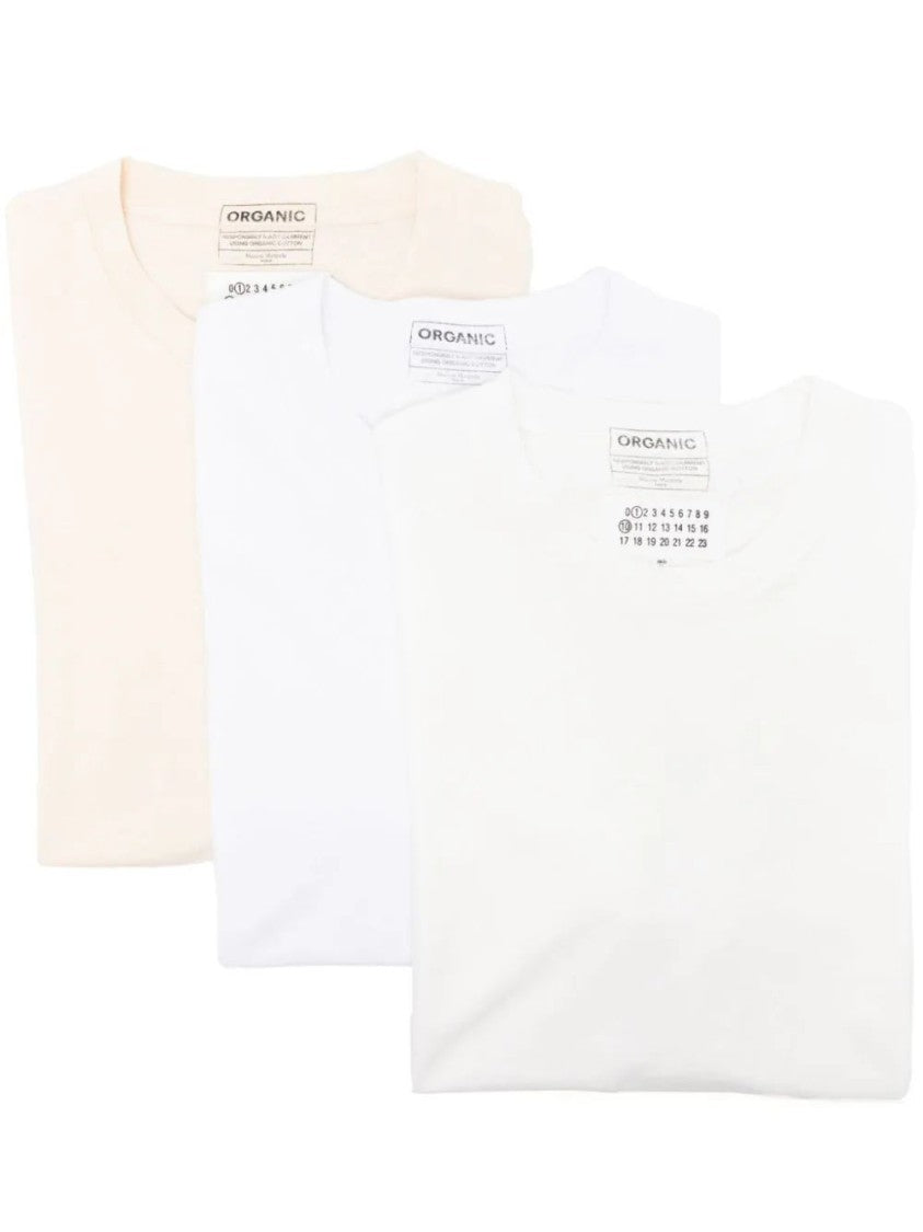 Maison Margiela Set Of Three Crew Neck T-Shirts With Tonal Stitching