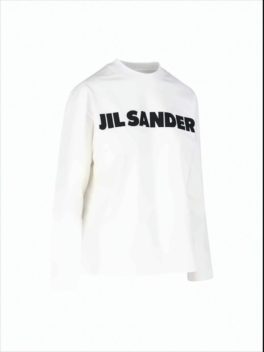 Jil Sander Minimalist Long-Sleeve White T-Shirt With Bold Logo