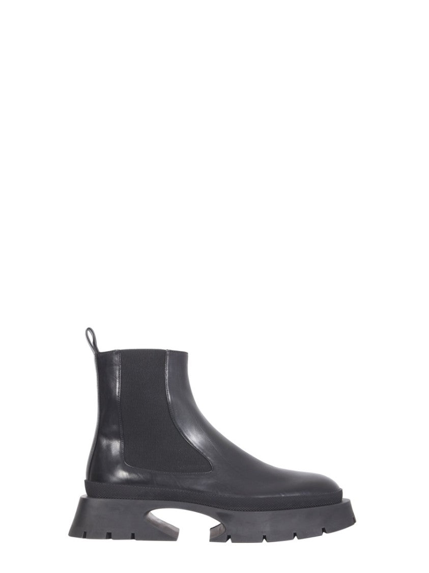 Jil Sander Black Leather Block Heel Ankle Boots