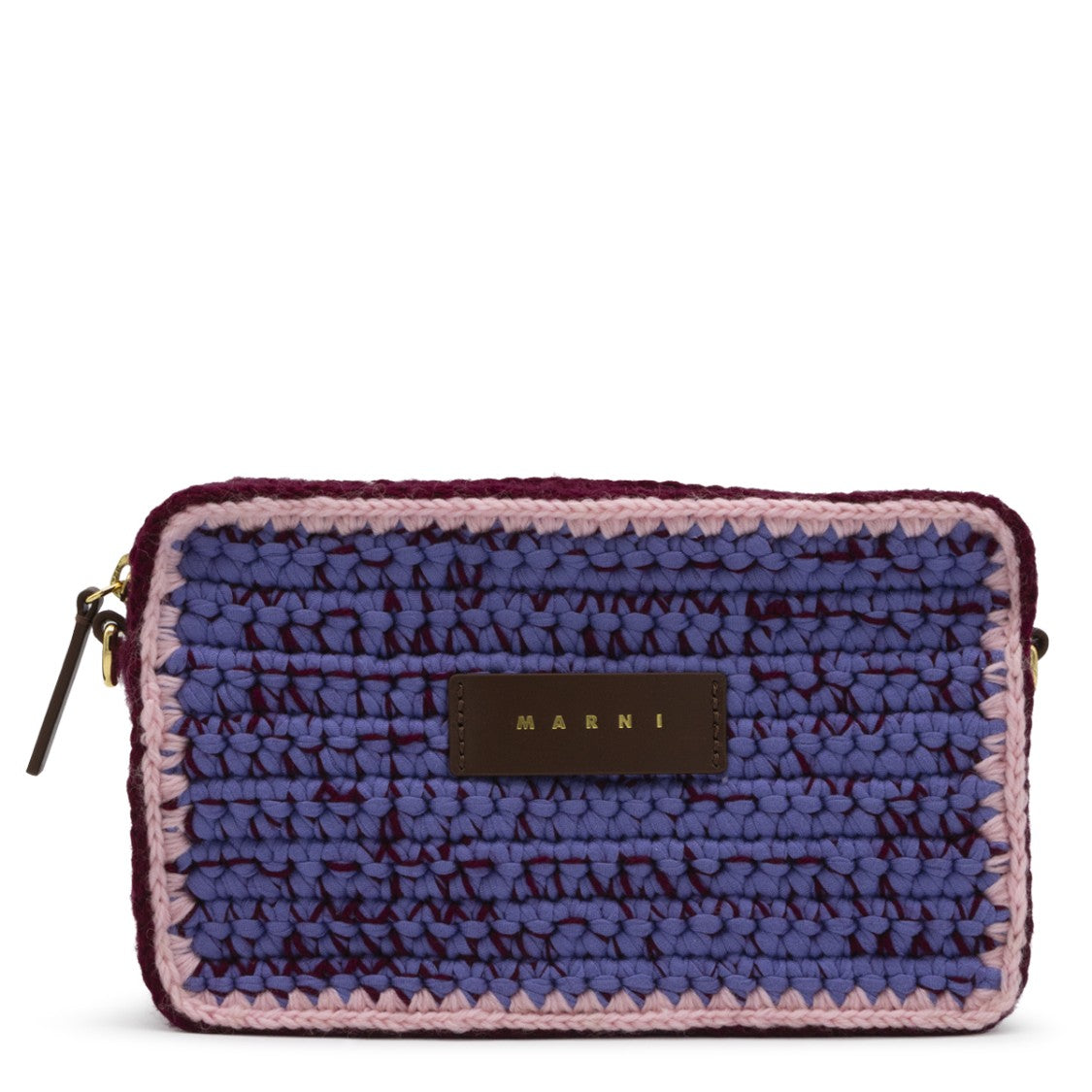 Marni Multicolor Crochet Wool Crossbody Bag With Logo Patch