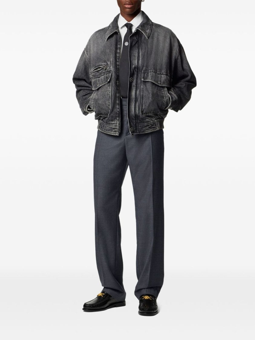 Versace Straight-Leg Trousers With Textured Finish
