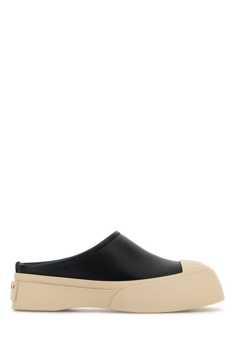 Marni Black Leather Pablo Slippers