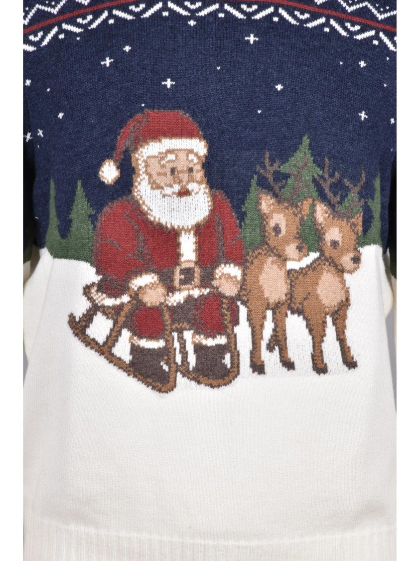Gran Sasso Crewneck Sweater With Festive Design And Ribbed Details
