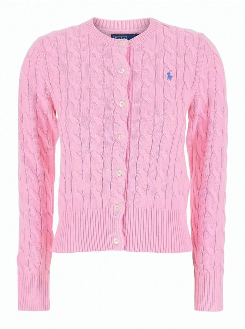 Polo Ralph Lauren Cropped Cable-Knit Cardigan With Button-Down Front