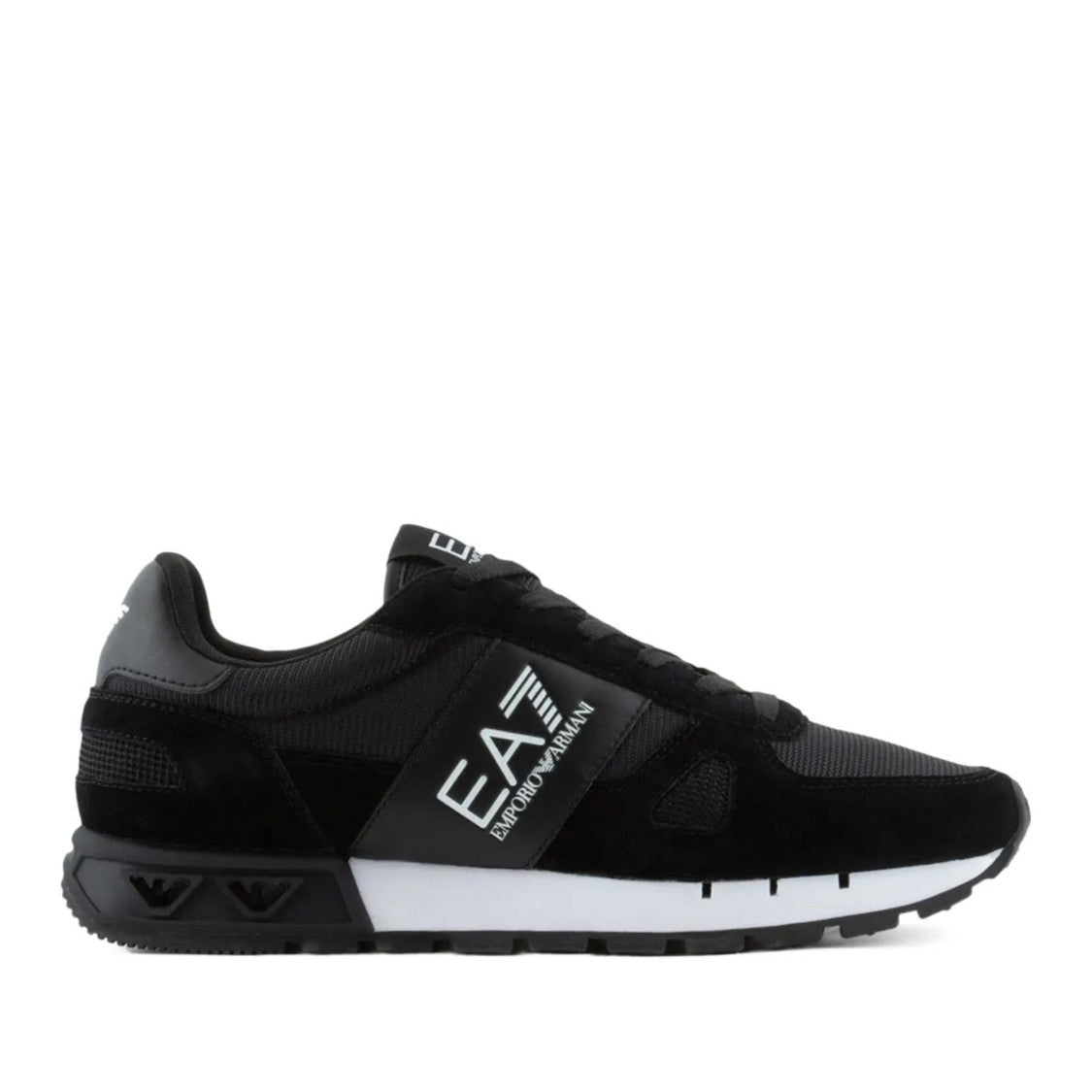 Ea7 Emporio Armani Black Textured Outsole Logo Detail Sneakers
