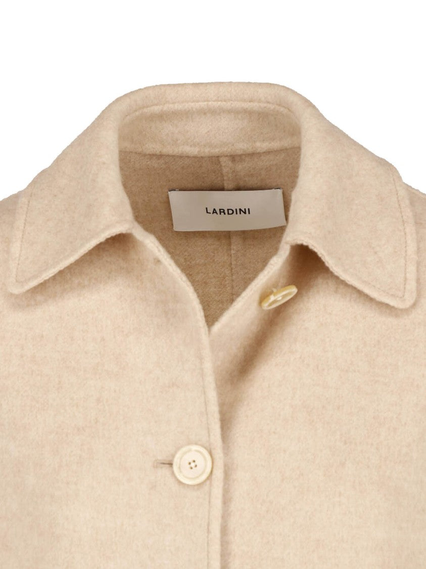 Lardini Beige Classic Collar Button-Down Wool Jacket
