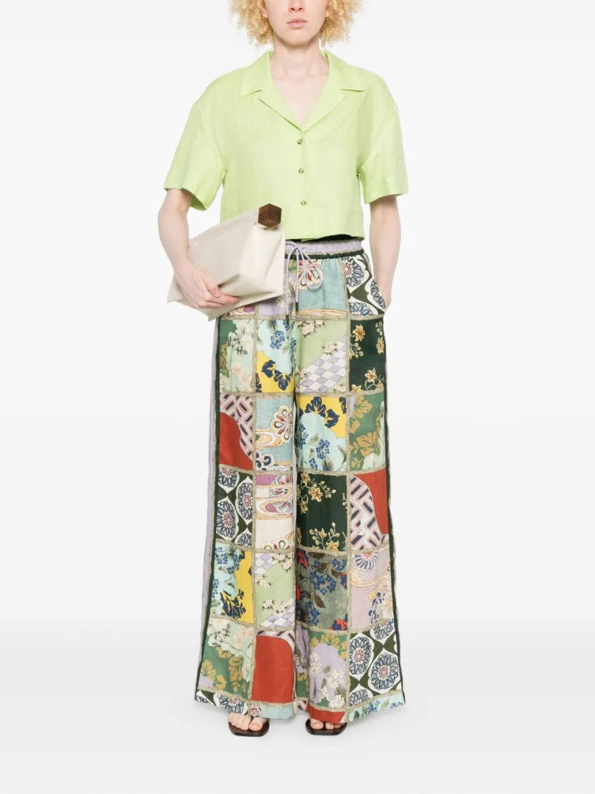 Alemais Vibrant Patchwork Pants With Drawstring Waist And Straight Leg Cut