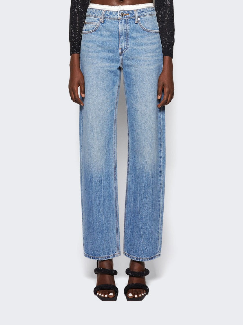 Alexander Wang Straight Pointelle Undie Jeans Vintage Light Indigo