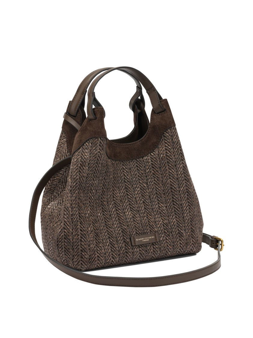 Gianni Chiarini Spacious Textured Shoulder Bag With Suede Accents