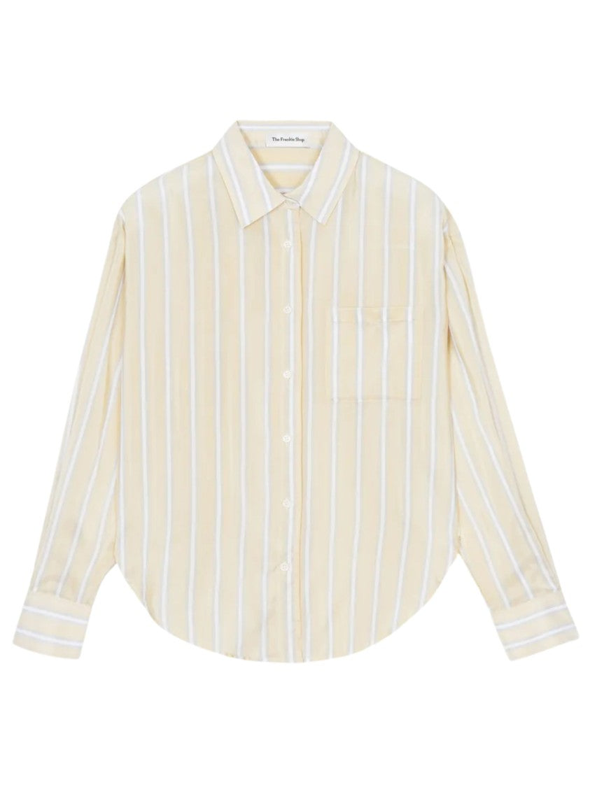 The Frankie Shop Yellow Striped Point Collar Casual Shirt