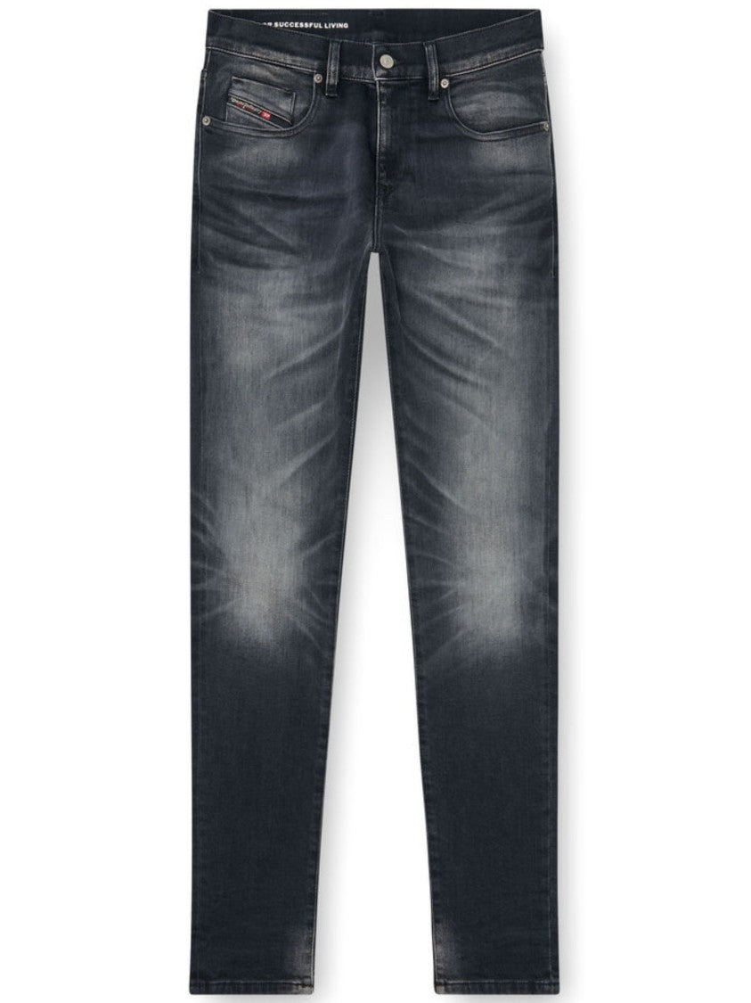 Diesel Slim-Fit Black Jeans With Subtle Whiskering