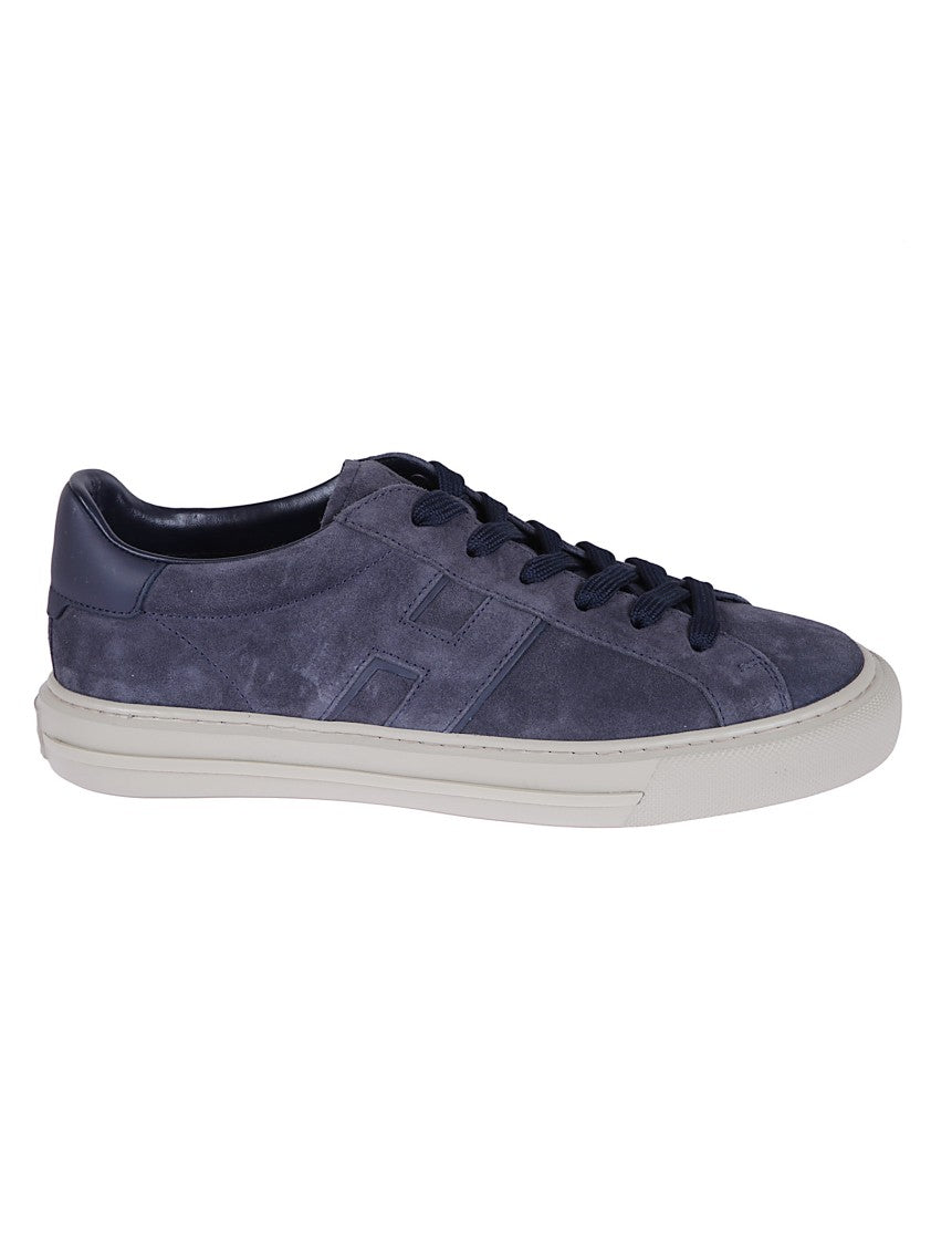 Hogan Blue Suede Low-Top Sneakers With Leather Accents