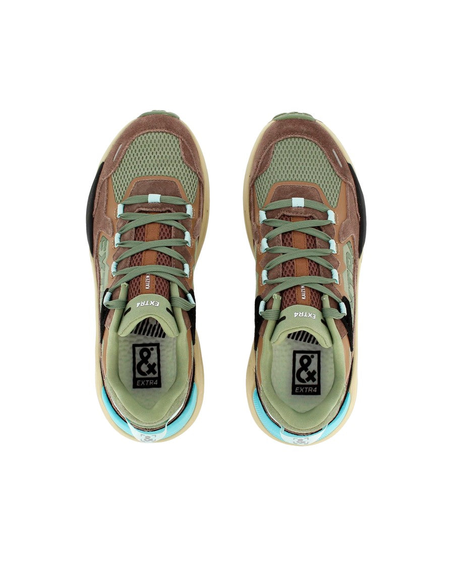 Extr4 Low-Cut Sneakers With Technical Fabric And Suede Composition