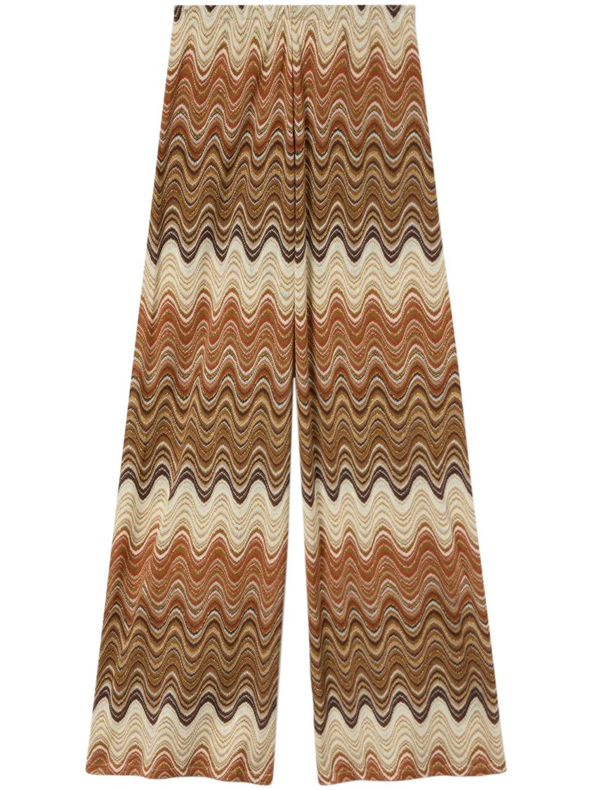 Mc2 Saint Barth Fluid Wide-Leg Trousers With Striking Wave Pattern
