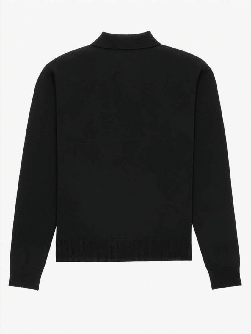 Saint Laurent Long-Sleeved Wool Polo Shirt With Classic Collar