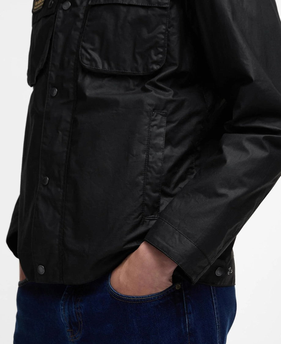Barbour High-Collar Black Jacket With Buckle Detail