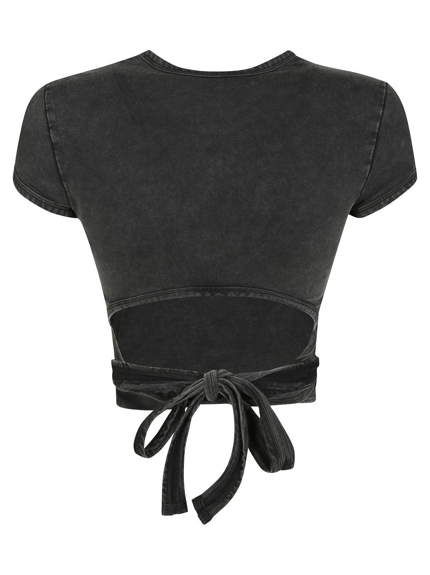 Diesel Fitted Black Top With Unique Tie Detail