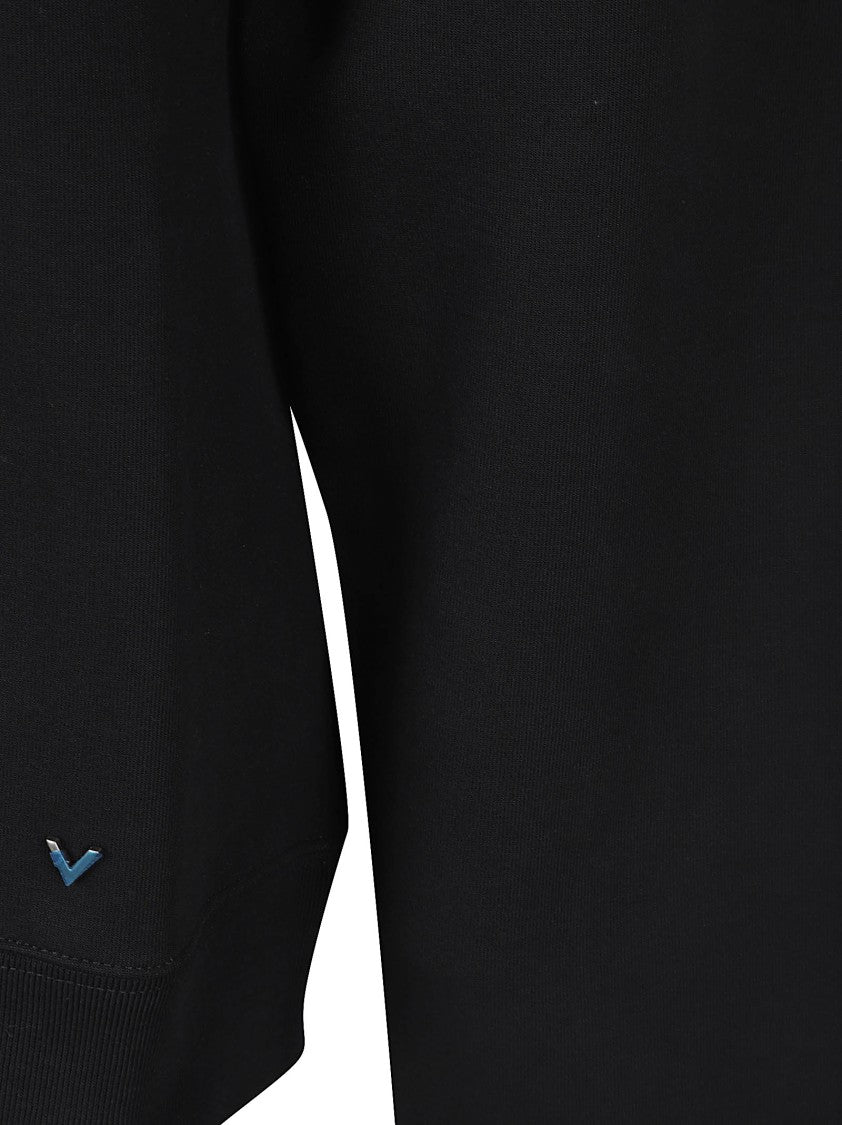 Valentino Garavani Half-Zip Black Sweater With High Collar And Ribbed Details