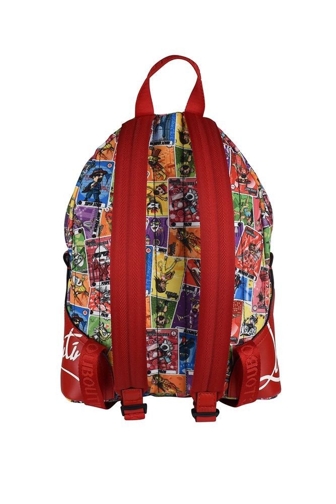 Christian Louboutin Graphic Nylon Canvas Backpack With Red Accents