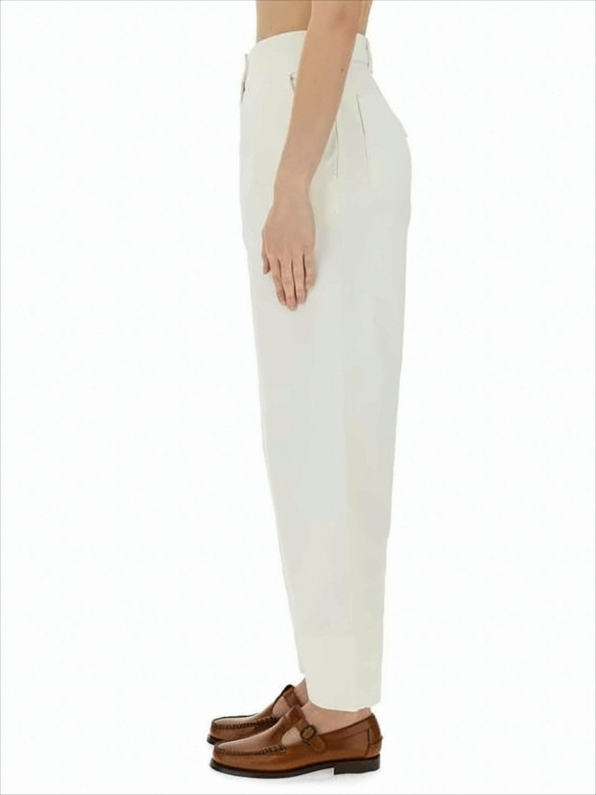 Margaret Howell High-Waist Straight-Leg Pants With Cuffed Hem