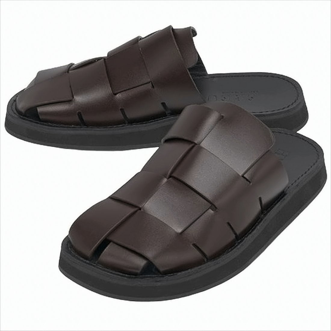 Hereu Woven Leather Slip-On Sandals With Basket Weave Design