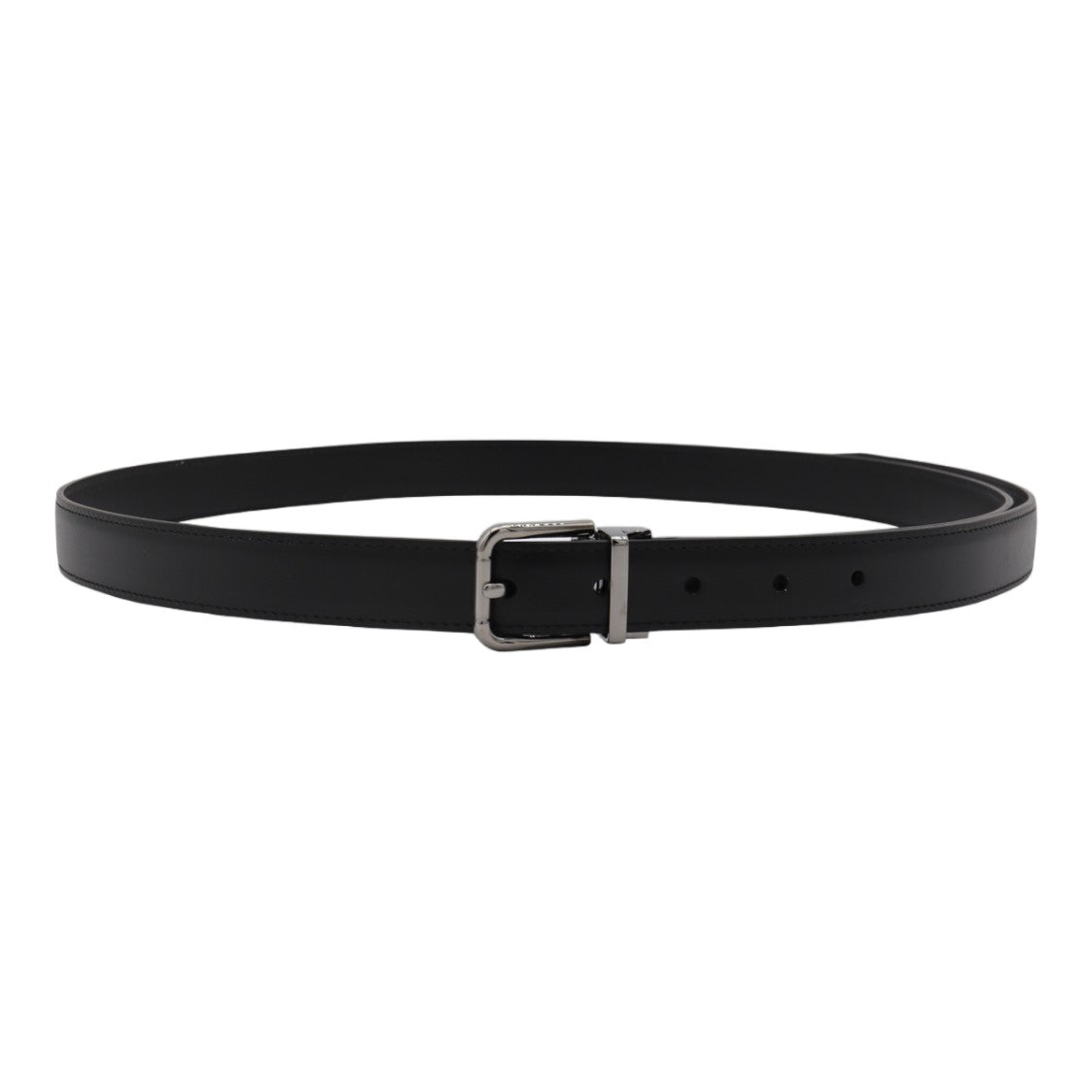 Dolce & Gabbana Minimalist Black Belt With Polished Silver Buckle