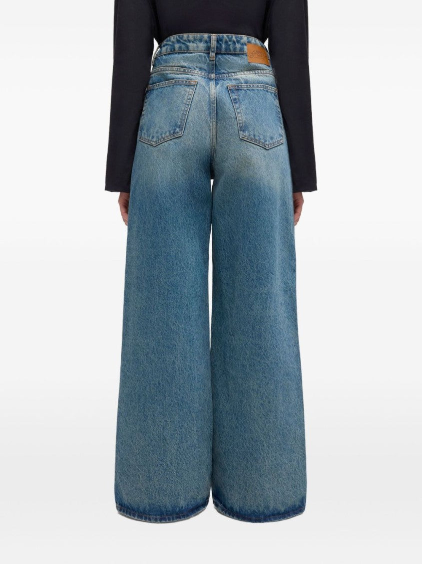 Ganni Blue Lari High-Waisted Wide-Leg Jeans