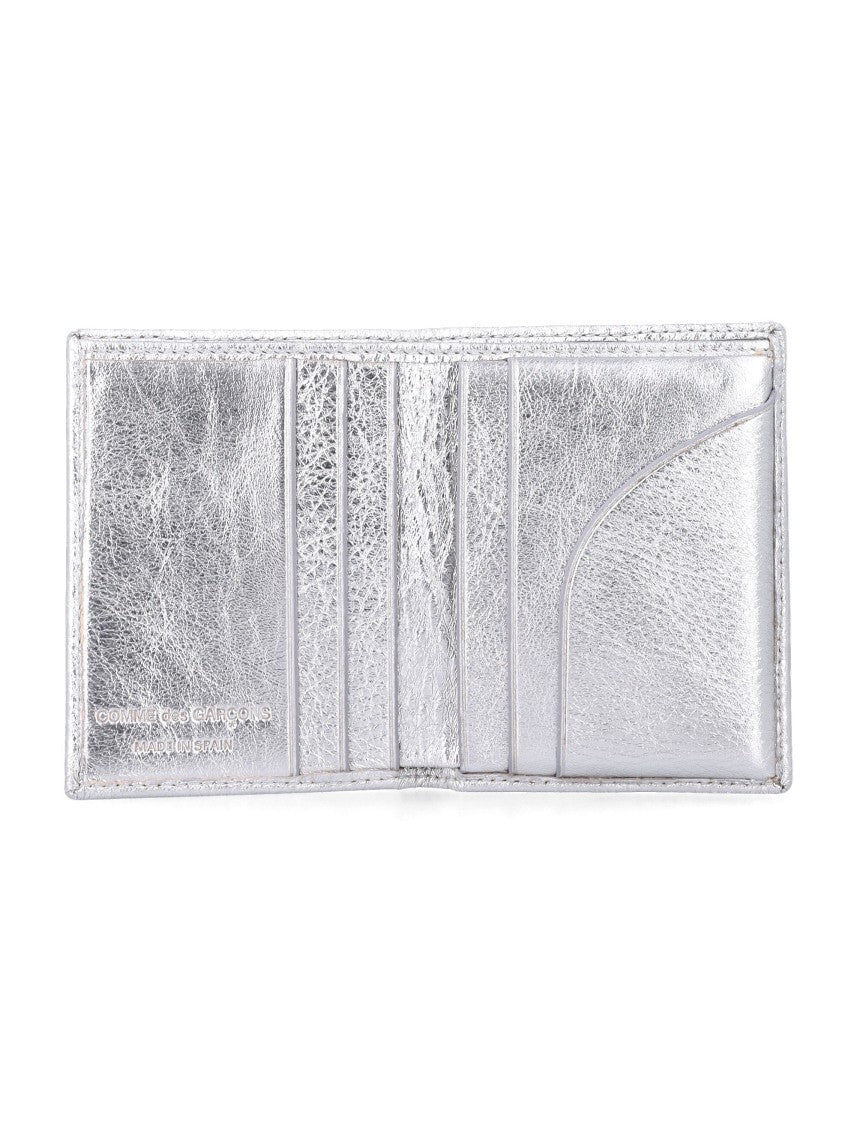 Comme Des Garçons Textured Metallic Silver Bifold Wallet With Card Slots