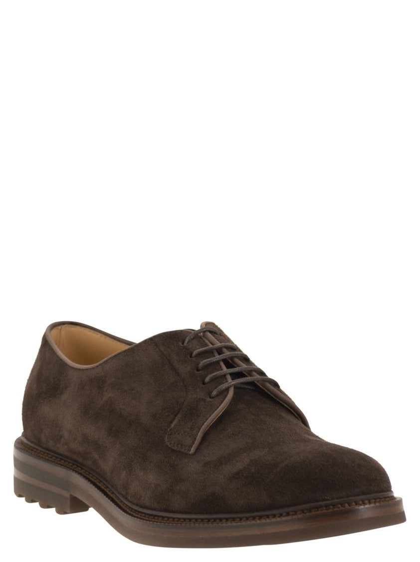 Brunello Cucinelli Raven Suede Derby Shoes