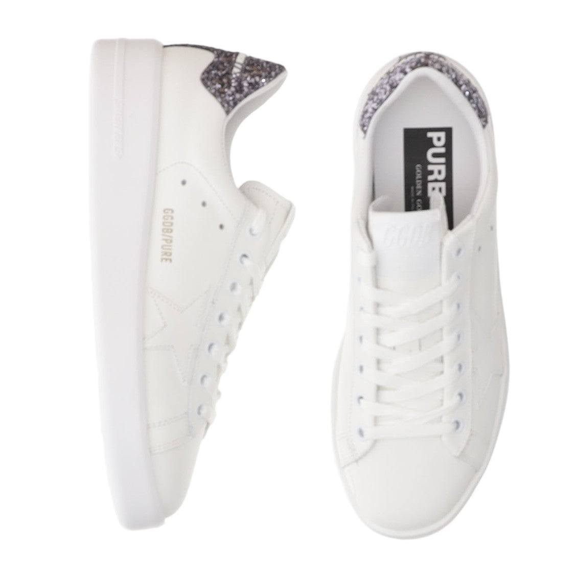 Golden Goose Leather Star Patch Glitter Sneakers