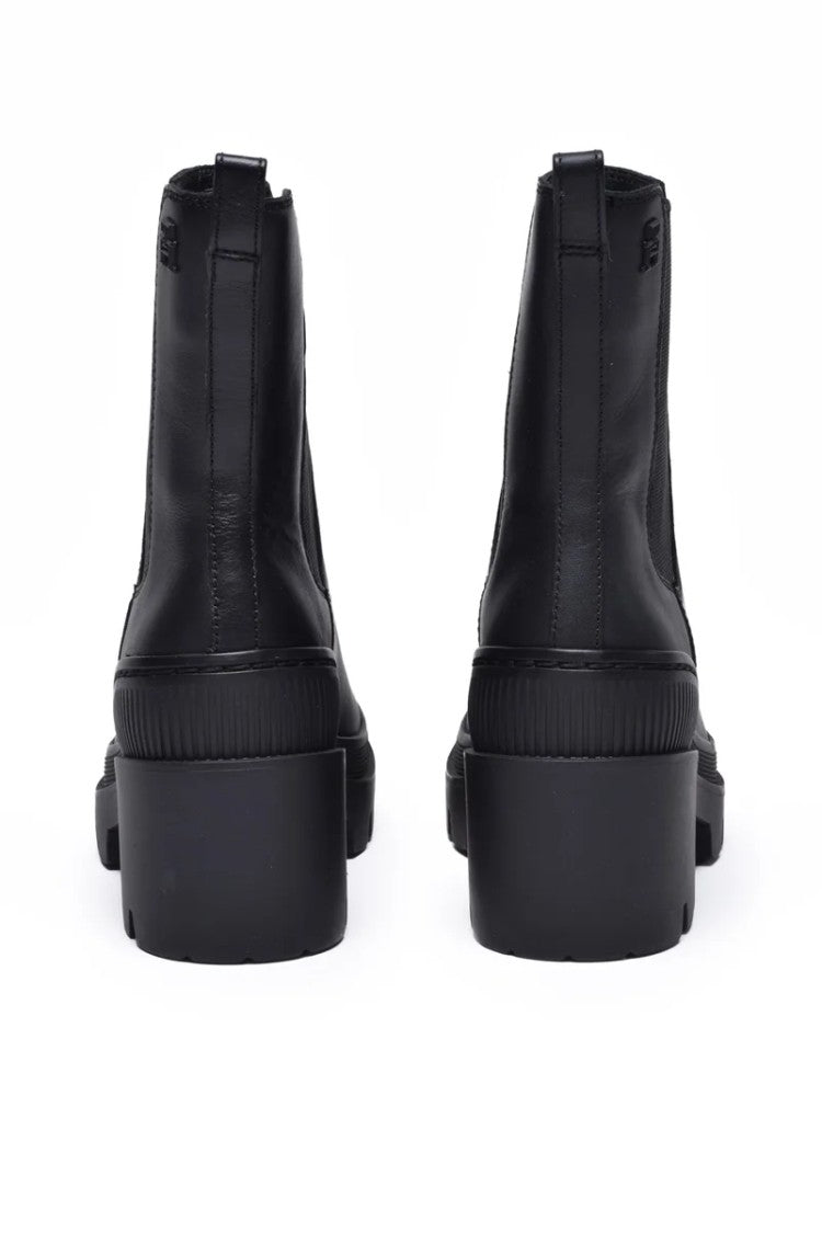 Tommy Hilfiger Black Leather Rubber Sole Men Boot